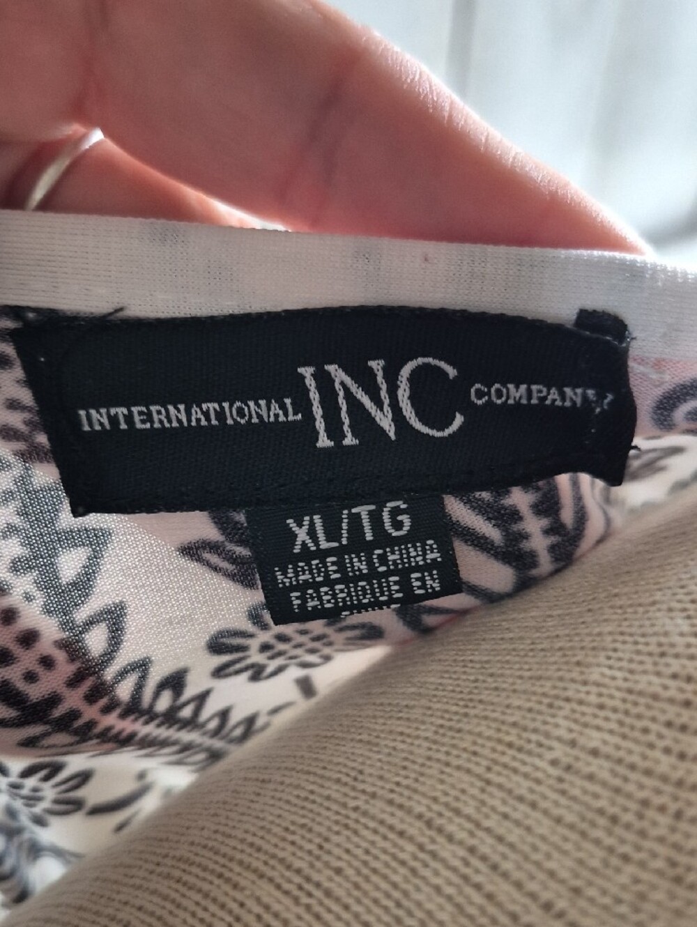 INC International Concepts White Tunic with Black Boho Print - Picture 2 of 8